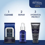 Retinol Men Facial Wipes Anti-Aging Cleansing Towelettes - Quickly cleanse face from sweat, oil and pore-clogging dirt without any heavy residue