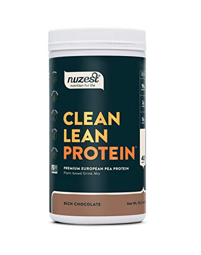 Nuzest - Pea Protein Powder - Clean Lean Protein, Premium Vegan Plant Based Protein Powder, Dairy Free, Gluten Free, GMO Free, Protein Shake, Rich Chocolate, 40 Servings, 2.2 lb