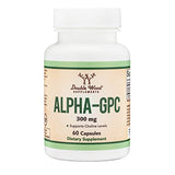 Alpha GPC Choline Capsules - 60 Count, 600mg Servings – Brain Support Aid That Supports Focus, Memory, Motivation, and Energy - (Made in The USA) Brain Support Supplement by Double Wood Supplements