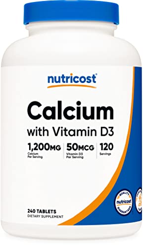 Nutricost Calcium with Vitamin D3, 240 Tablets - Calcium (1200mg) Vitamin D3 (50mcg) Per Serving - Non-GMO, Gluten Free