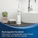 Waterpik Cordless Pearl Rechargeable Portable Water Flosser for Teeth, Gums, Braces Care and Travel with 4 Flossing Tips, ADA Accepted, Charger May Vary, WF-13 White