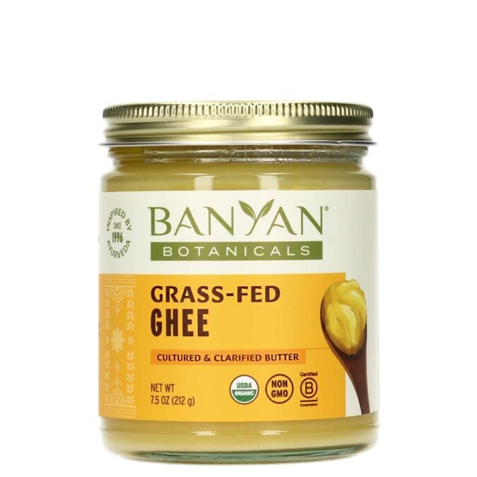 Banyan Botanicals Grass-Fed Ghee – Original Cultured Organic Ghee (Clarified Butter) – Tasty Oil & Butter Alternative for Cooking & Baking – 7.5 oz – Non-GMO Gluten Free Vegetarian