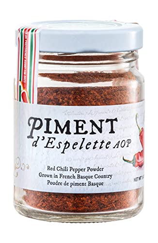 Gourmanity Piment d'Espelette-Red Chili Pepper Powder| 1.41Oz Jar| Gorria Variety, Chili Seasoning-Spice| AOC Classified , Non-GMO, From France| For Chili Con Carne, Chipotle, Mexican/ Thai/ Indian Food & More