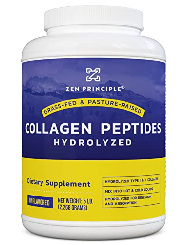 EXTRA LARGE Grass-Fed Collagen Peptides 5 lb. Custom Anti-Aging Hydrolyzed Protein Powder for Healthy Hair, Skin, Joints & Nails. Paleo and Keto Friendly, GMO and Gluten Free, Pasture-Raised Bovine.
