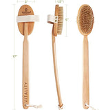 Zen Me Premium Vegan Bristle Brush, Exfoliating Brush with Firm Natural Bristles for Cellulite and Lymphatic, Body Scrub Brush for Experienced Users, with Detox eBook Gift, (Set of 2)