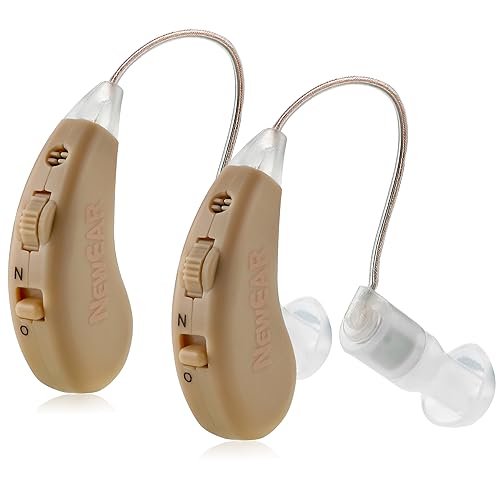 Digital Hearing Amplifier - (Pair of 2) Noise Cancelling with One Touch Volume Control, No Programming Required, Near-Invisible Behind The Ear, Upgraded 2019 Design & Rechargeable USB Dock by MEDca