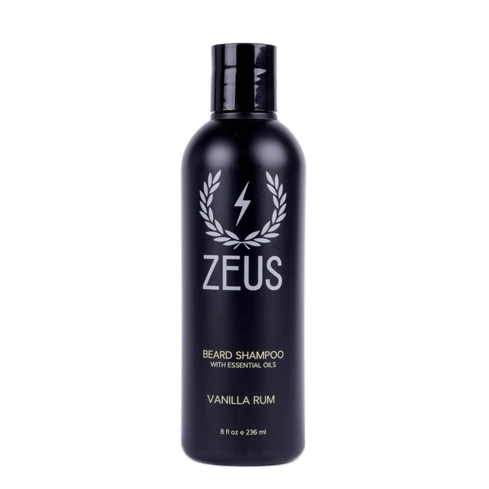 ZEUS Beard Shampoo Wash, Infused with Green Tea & Natural Ingredients to Cleanse and Soften Beard – 8 oz. Made in USA – Vanilla Rum