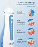 Water Dental Flosser Cordless for Teeth - Nicwell 4 Modes Dental Oral Irrigator, Portable and Rechargeable IPX7 Waterproof Powerful Battery Life Water Teeth Cleaner Picks for Home Travel