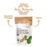 Halo Naturals Organic Slippery Elm Bark Cut, 4 Ounces (Ulmus rubra) USDA Certified | Resealable Pouch| Packaged in The USA (Pack of 1)