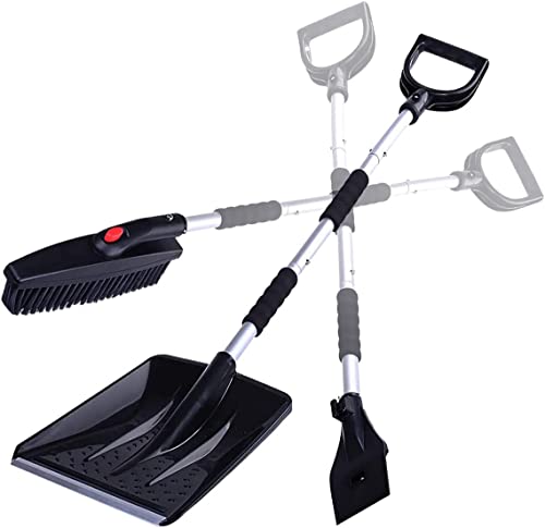 Zone Tech Car 3-in-1 Replaceable Heads Snow Shovel Kit Portable Snow Removal Shovel, Ice Scraper, and Snow Shovel Car Set (1 Pack)