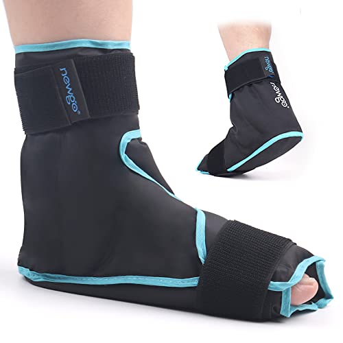 NEWGO Ankle Foot Ice Pack Wrap for Plantar Fasciitis, Reusable Gel Foot Cold Pack Hot Cold Therapy Wrap for Achilles Tendonitis, Swelling, Sprained Ankles and Heels