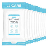 JJ CARE Adult Bathing Wipes - 10 Packs, 80 Count, Waterless, No Rinse, Safe & Mild, Disposable, Multipurpose, Comfortable, Skin Cleaning Wipe