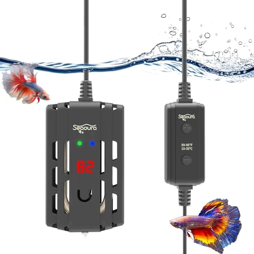 SEAOURA Aquarium Heater,Fish Tank Heater with LED Temperature Display 200W Submersible Heater for 20-40 Gallons Saltwater Tanks or Freshwater (200W)【2023 Upgraded】