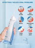 Water Dental Flosser Cordless for Teeth Cleaning - 4 Modes Oral Irrigator 300ML Braces Flossers Cleaner, Rechargeable Portable IPX7 Waterproof Powerful Battery for Travel Home