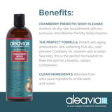 Aleavia Cranberry Body Cleanse – Organic & All-Natural Prebiotic Body Wash, Scented with Pure Essential Oils – Nourish Your Skin Microbiome – 16 Oz.