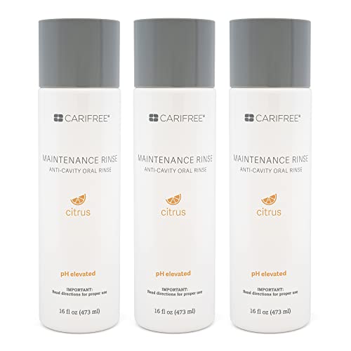 CariFree Maintenance Rinse (Citrus): Fluoride Mouthwash | Dentist Recommended Anti-Cavity Oral Care | Xylitol | Neutralizes pH | Freshen Breath | Cavity Prevention | Alcohol Free (3-Pack)