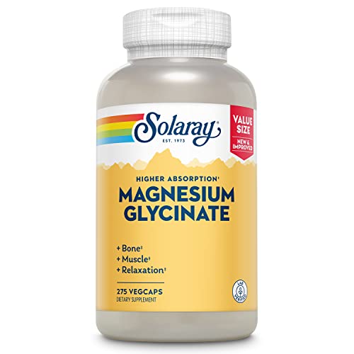 Solaray Magnesium Glycinate 400 mg | Healthy Relaxation, Bone & Cardiovascular Support | 68 Servings | 275 Count VegCaps