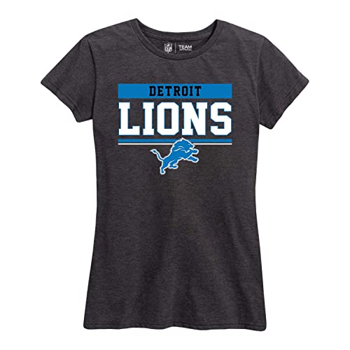 Team Fan Apparel NFL Women's Team Block Charcoal Tagless T-Shirt - Cotton Blend - Rock Game Day with Perfect Comfort & Style (Detroit Lions - Black, Womens Large)