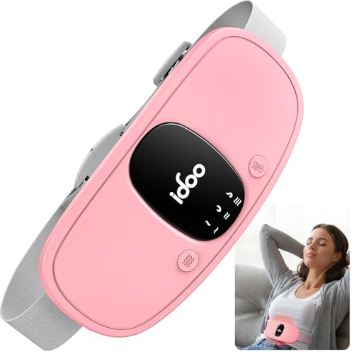 FSA HSA Eligible Portable Cordless Menstrual Heating Pad, Valentines Day Gifts for Her, iDOO Period Heating Pads for Cramps with 3 Heat Levels and 3 Massage Modes, Birthday Gifts for Women (Pink)