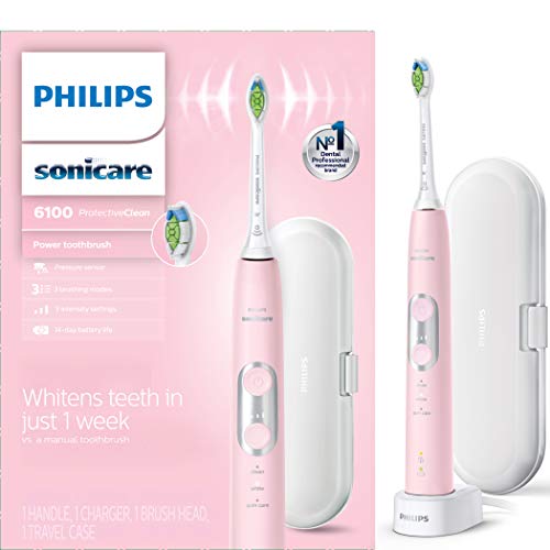 Philips Sonicare ProtectiveClean 6100 Rechargeable Electric Power Toothbrush, Pink, HX6876/21