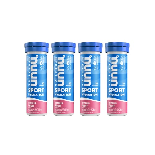 Nuun Sport Electrolyte Tablets for Proactive Hydration, Citrus Fruit, 4 Pack (40 Servings)