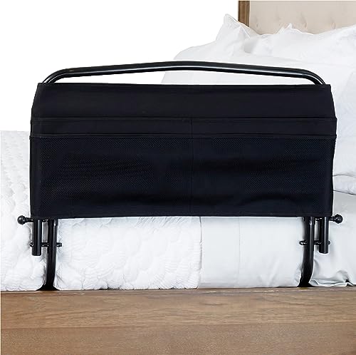 Stander 30" Safety Bed Rail with Padded Pouch, Folding Bedside Safety Guard Rail for Adults, Seniors, and Elderly, Under Mattress Bed Safety Handle for Home, Fits Most King, Queen, Full, and Twin Beds