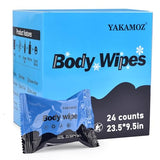 YAKAMOZ Large Body Wipes for Adults Bathing Rinse Free, Biodegradable with Aloe and Mint Essence, Refreshing Anytime Anywhere, Post Workout, Camping, Travel, Daily Life, 24-Counts X-Large(23.5”x9.5”)