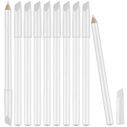 10 Pieces White Nail Pencils 2-In-1 Nail Whitening Pencils French Manicure Pen with Cuticle Pusher Cap for DIY Nail Design Manicure Supplies