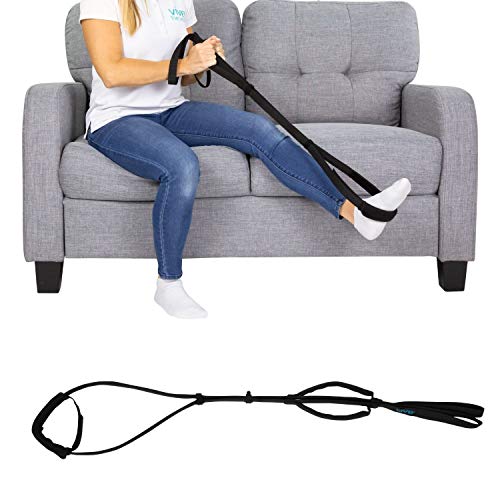 Vive Multi Purpose Leg Lifter Strap - Proflex Leg Lift Strap - Leg Lifter Assist with Nylon Webbing for Recovery, Stretching - Loop with Hand Grips - Lift Foot, Calf for Elderly, Handicapped, Car, Bed