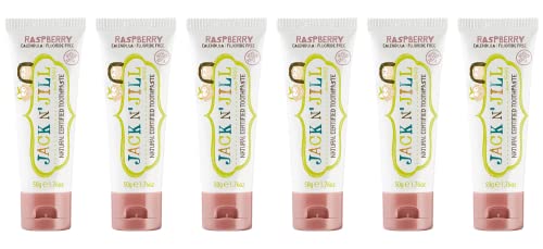 Jack N' Jill Kids Natural Kids Toothpaste with Xylitol: Raspberry - Gluten Free, Vegan, Fluoride-Free, SLS-Free, Dairy-Free- 1.76 oz (Pack of 6)