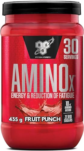 BSN Amino X Muscle Recovery & Endurance Powder with BCAAs, Intra Workout Support, 10 Grams of Amino Acids, Keto Friendly, Caffeine Free, Flavor: Fruit Punch, 30 servings (Packaging May Vary)