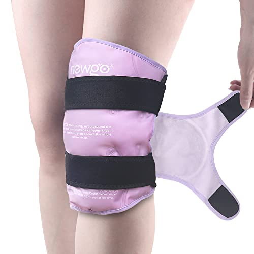 NEWGO Ice Pack for Knee Replacement Surgery, Reusable Gel Cold Pack Knee Ice Pack Wrap Around Entire Knee for Knee Injuries, Knee Ice Wrap for Pain Relief, Swelling, Bruises - Purple
