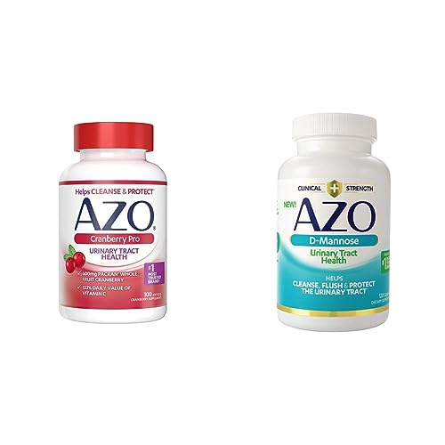 AZO Cranberry Pro Urinary Tract Health Supplement 600mg PACRAN, 1 Serving = More Than 1 Glass of Cranberry Juice 100 CT + D Mannose Urinary Tract Health, Cleanse, Flush & Protect The Urinary Tract 120