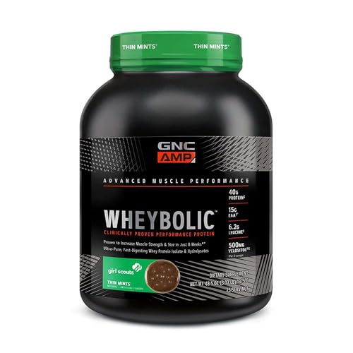 GNC AMP Wheybolic Protein Powder | Targeted Muscle Building and Workout Support Formula | Pure Whey Protein Powder Isolate with BCAA | Gluten Free | Girl Scout Thin Mints | 25 Servings