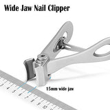 Wide Jaw Nail Clippers Set, Heavy Duty 15mm Opening Nail Trimmer, Extra Large Stainless Steel Toenail Cutter with Nail File for Cutting Thick and Tough Toenails or Fingernails