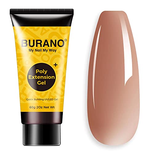 BURANO Poly Nail Extension Gel, 60ml Builder Gel Poly Extension Gel Trendy Nail Gel Builder for Nails (Nude)
