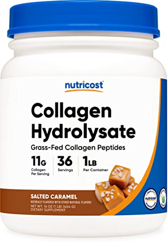 Nutricost Grass-Fed Collagen Powder 1LB (454 G) (Salted Caramel) - Grass Fed Bovine Collagen Hydrolysate - Collagen Peptides