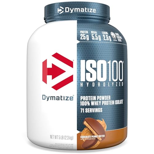 Dymatize ISO 100 Whey Protein Powder with 25g of Hydrolyzed 100% Whey Isolate, Chocolate Peanut Butter, 5 Pound