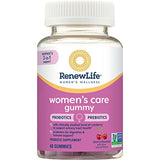 Renew Life Women's Care Cherry Prebiotic and Probiotic Gummies, Digestive, Urinary Tract and Immune Health, B. Coagulans and B. Subtilis, Dairy, Soy and gluten-free, 2 Billion CFU 48 Count