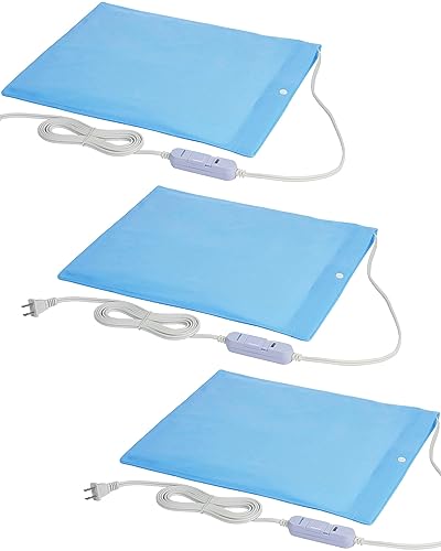 Boncare® Small Heating Pad Without Auto Shut Off for Cramps and Back Pain Relief, High and Low Temperature Settings Classical Vinyl Hot Electric Heat Pad with Washable Cover Sky Blue (12"x 15", 3)