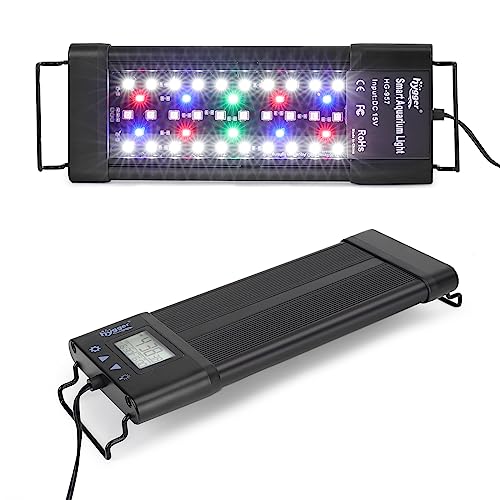 hygger Aquarium Programmable LED Light, for 12~18in Long Full Spectrum Plant Fish Tank Light with LCD Setting Display, 7 Colors, Sunrise Sunset Moon and DIY Mode, for Novices Advanced Players