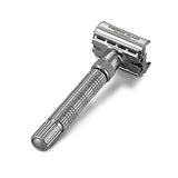 Adjustable Double Edge Safety Razor, The Emperor by VIKINGS BLADE, Long & Fat Handle, Butterfly Twist-To-Open, Eco Friendly, Luxury Case. Smooth, Close, Clean Shaving Razor (Frosted Chrome)