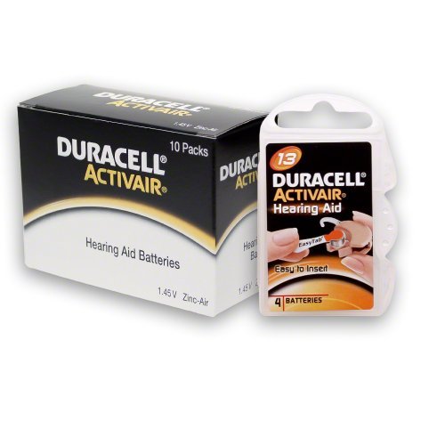 40 Duracell Activair Hearing Aid Batteries Size: 13