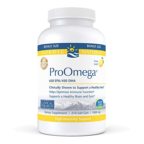 Nordic Naturals ProOmega, Lemon Flavor - 210 Soft Gels - 1000 mg Omega-3 - High-Potency Fish Oil with EPA & DHA - Promotes Brain, Eye, Heart, & Immune Health - Non-GMO - 105 Servings