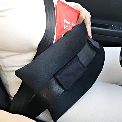 Hysterectomy Abdominal Seat Belt Pillows with Ice/Hot Pocket for Post Surgery, Tummy Tuck Cushions Pads Protectors C-Section Recovery Gift, Hook N Loop Tape