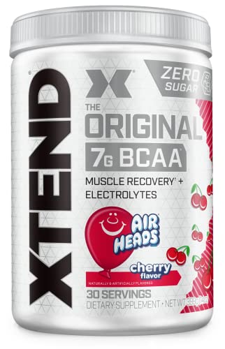 XTEND Original BCAA Powder Airheads Candy Flavor, 7g BCAA and 2.5g L-Glutamine, Sugar Free Post Workout Muscle Recovery Drink with Amino Acids for Men & Women, 30 Servings