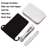 Wide Jaw Nail Clippers Set, Heavy Duty 15mm Opening Nail Trimmer, Extra Large Stainless Steel Toenail Cutter with Nail File for Cutting Thick and Tough Toenails or Fingernails