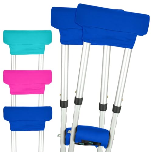 Vive Premium Crutch Pads & Hand Grips - Comfortable, Breathable, Machine Washable Padding - Moisture Wicking & Odor Reducing Pillow Accessory Covers for Adult & Youth Walking Crutches