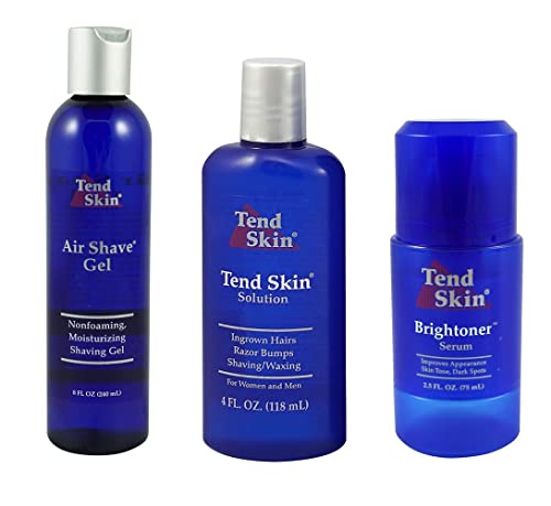 Tend Skin Women's Shaving Kit for Razor Bumps, Ingrown Hair, Dark Spots - Complete Skin Care Solution with Air Shave Gel, Post Shave Solution, Brightoner Serum