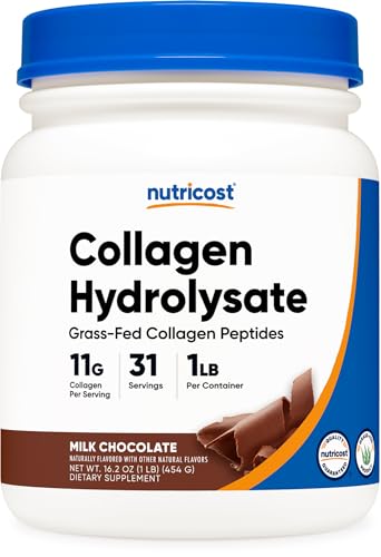 Nutricost Grass-Fed Collagen Powder 1LB (454 G) (Chocolate) - Grass Fed Bovine Collagen Hydrolysate - Collagen Peptides